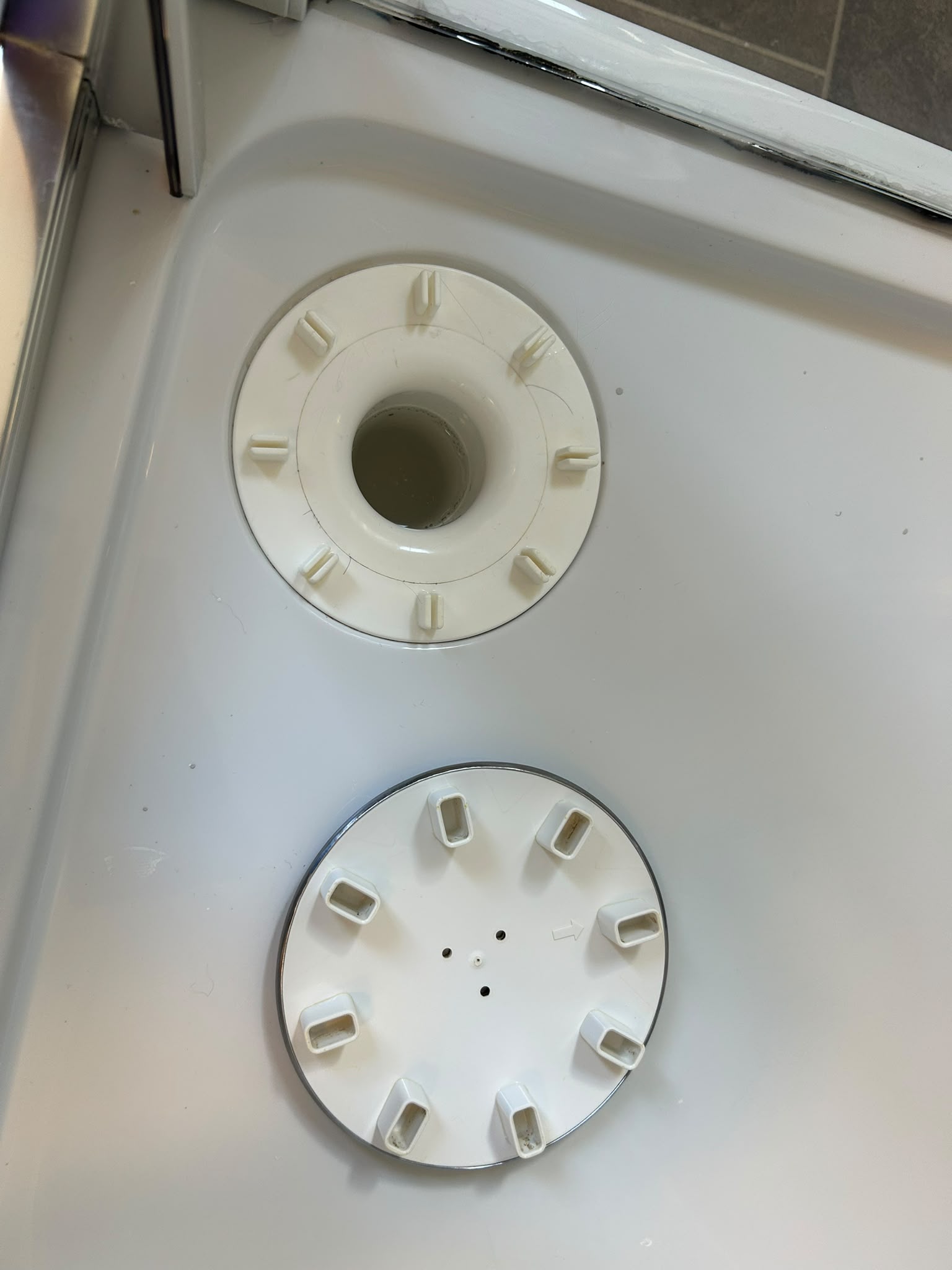 Shower drain deep clean — after